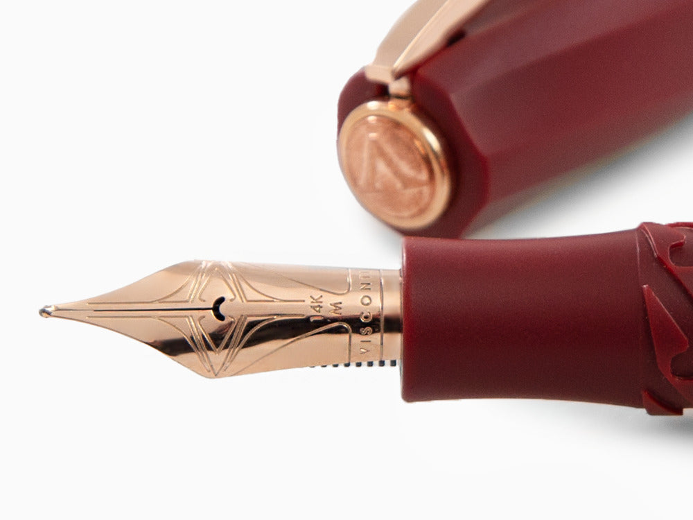 Stylo Plume Visconti Divina Bordeaux Matte, PVD Or Rosé, KP18-14-FP