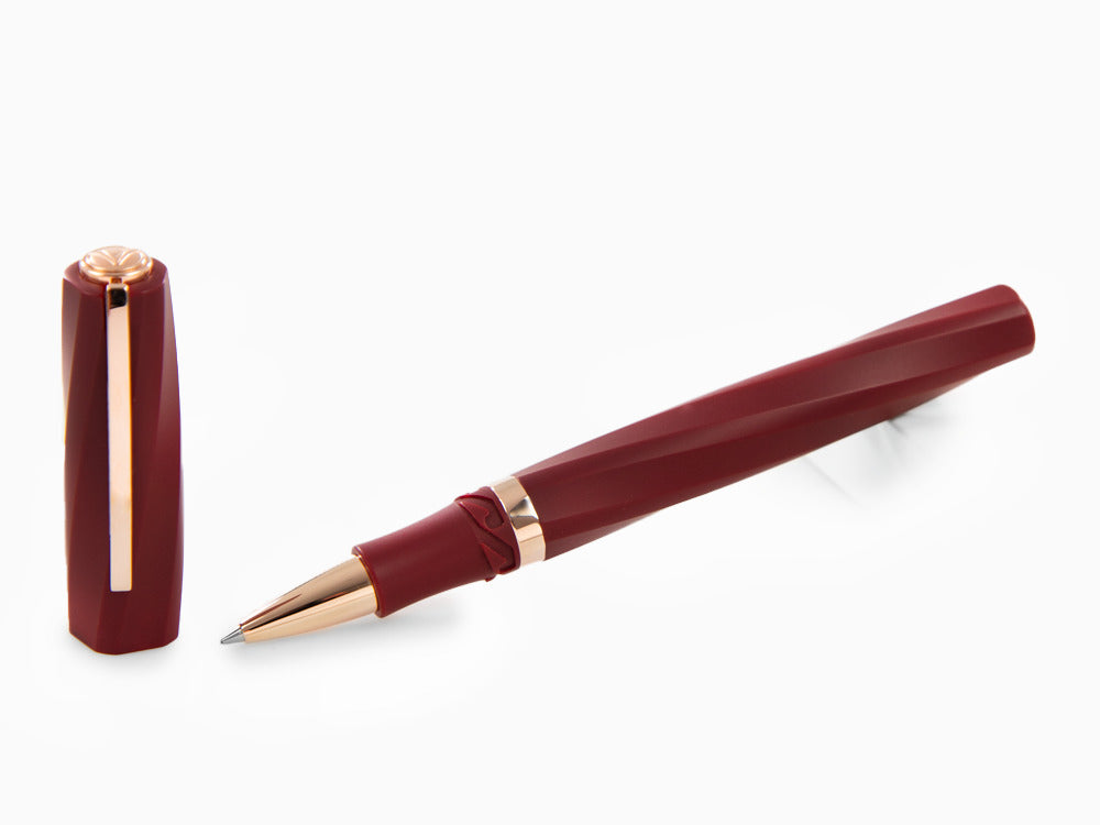 Roller Visconti Divina Bordeaux Matte, Résine, PVD Or Rosé, KP18-14-RB