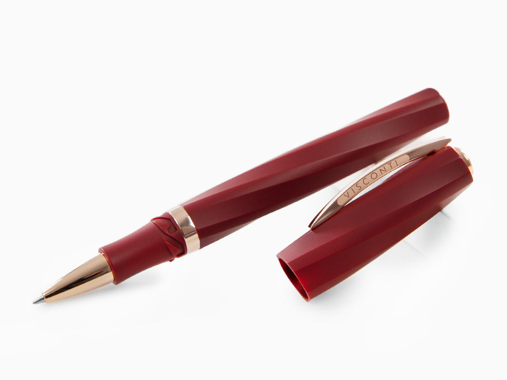 Roller Visconti Divina Bordeaux Matte, Résine, PVD Or Rosé, KP18-14-RB