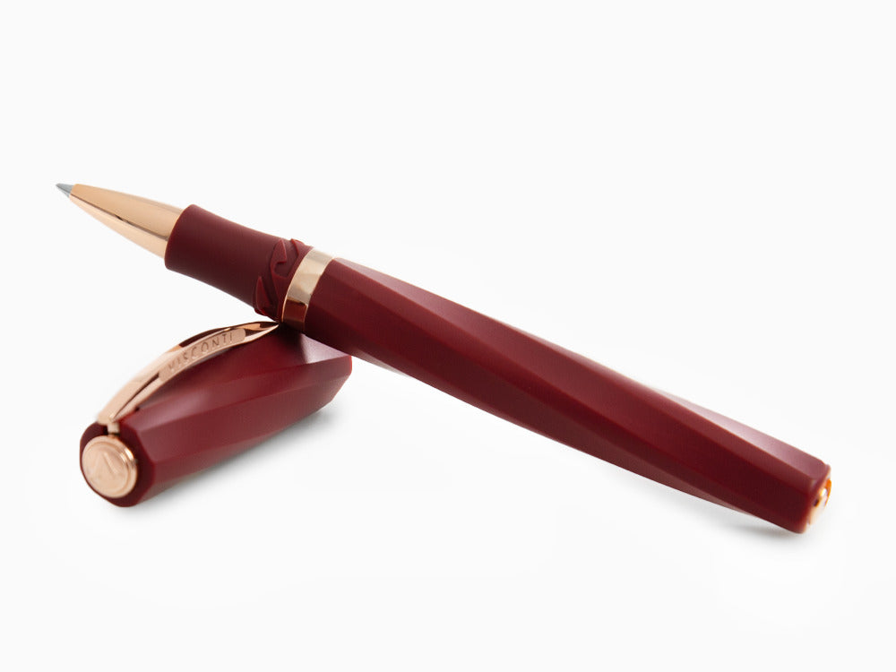 Roller Visconti Divina Bordeaux Matte, Résine, PVD Or Rosé, KP18-14-RB