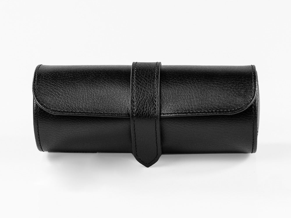 Étui WOLF Blake, 3 montres, Noir, Cuir, 305002