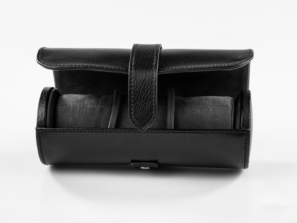 Étui WOLF Blake, 3 montres, Noir, Cuir, 305002