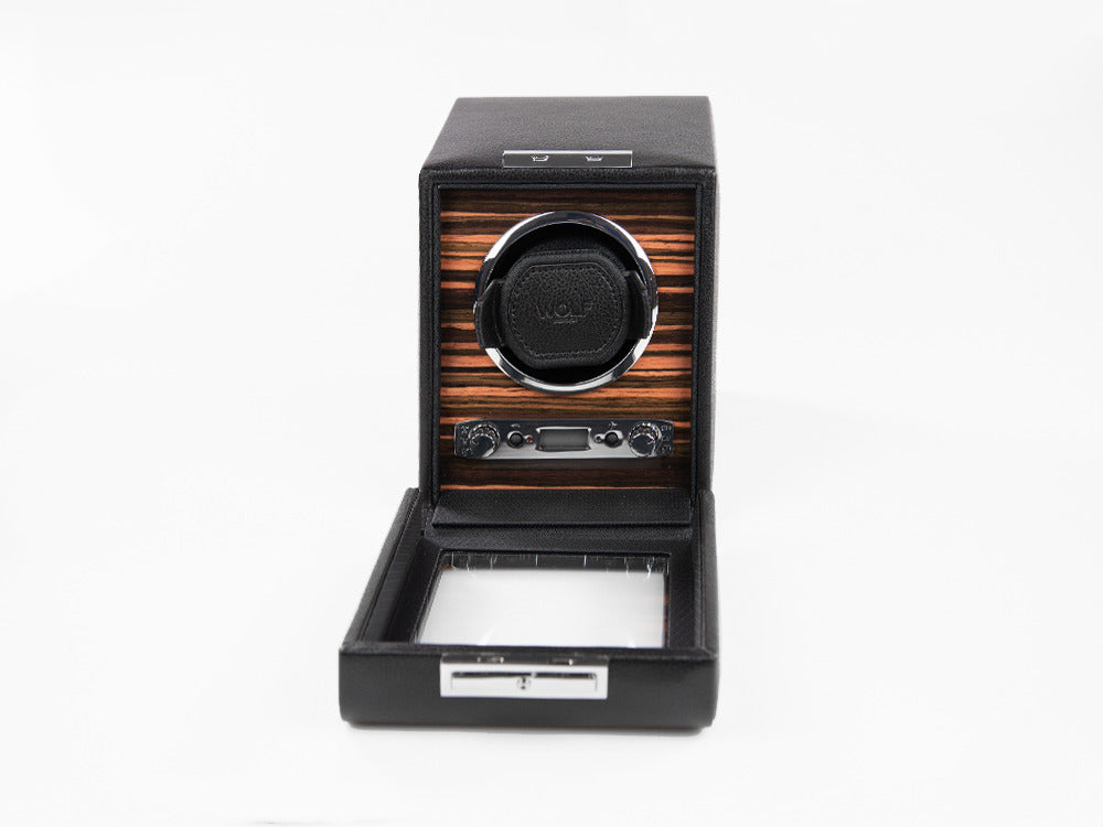 Remontoir WOLF Roadster, 1 Montre, Noir, Cuir Vegan, 457056