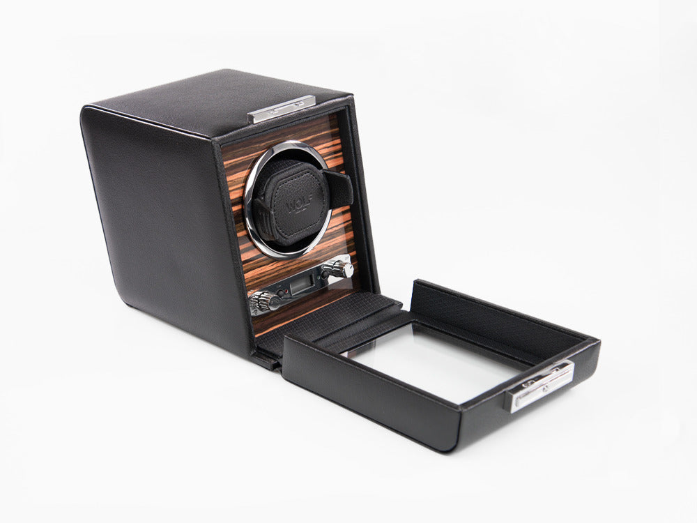 Remontoir WOLF Roadster, 1 Montre, Noir, Cuir Vegan, 457056