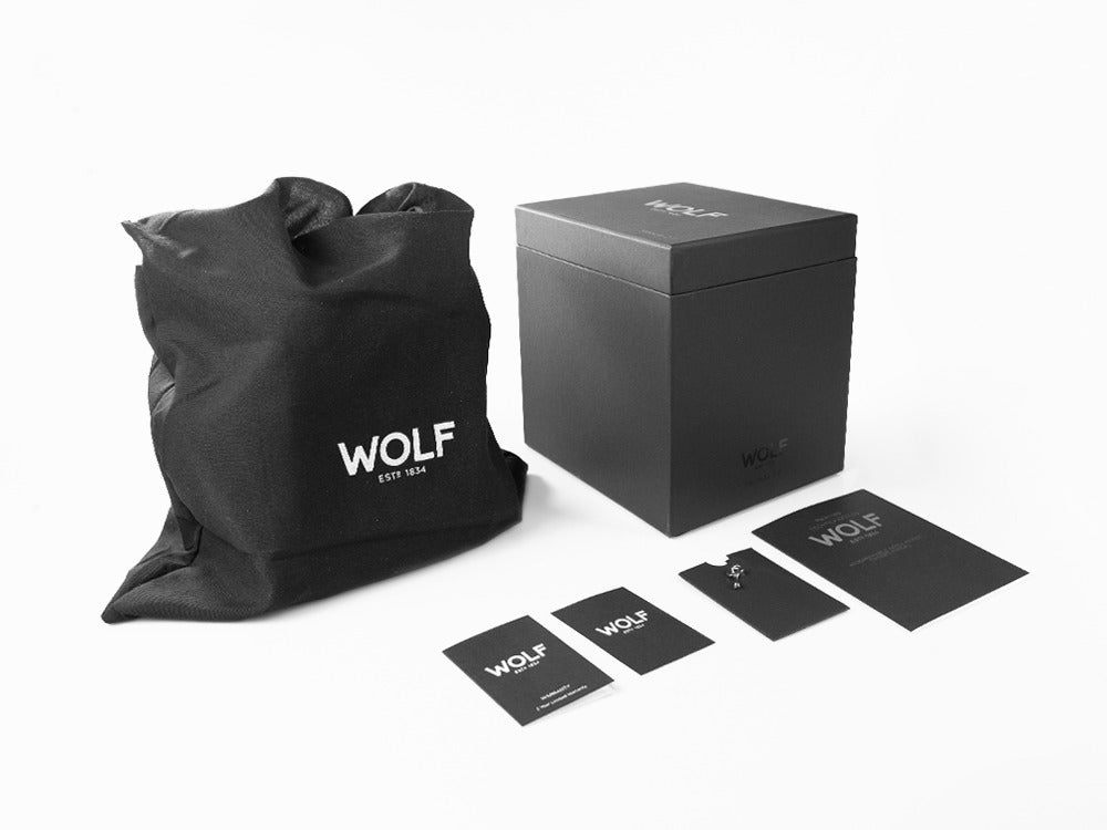 Remontoir WOLF Roadster, 1 Montre, Noir, Cuir Vegan, 457056