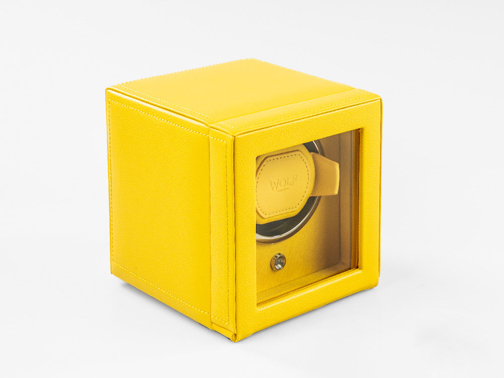 Remontoir WOLF Cub, 1 Montre, Jaune, Cuir Vegan, 461192