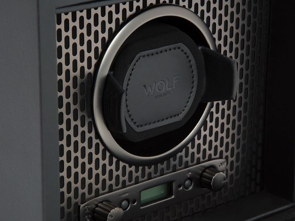 Remontoir WOLF Axis, 1 Montre, Noir, Cuir Vegan, 469203