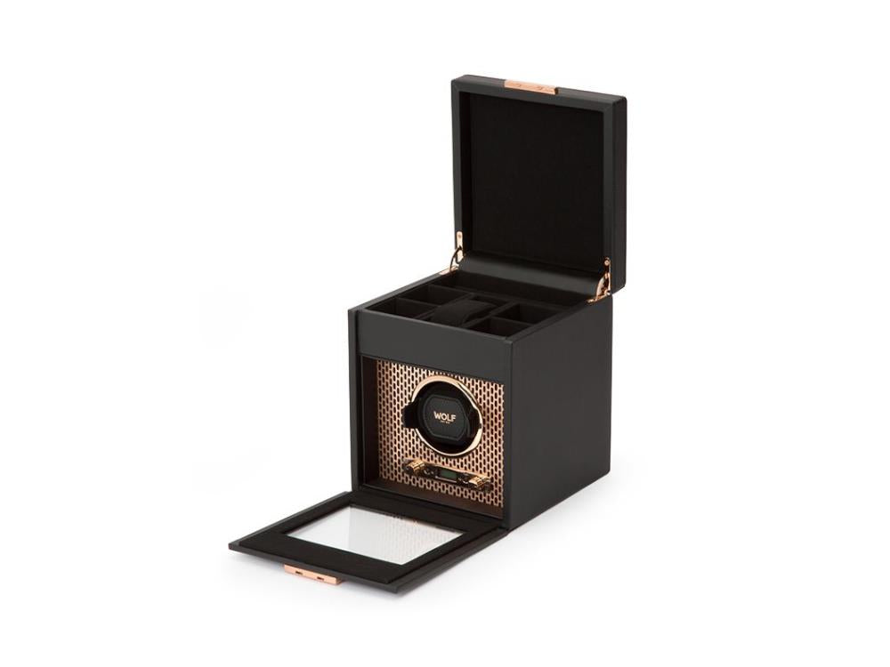 Remontoir WOLF Axis, 1 Montre, Noir, Cuir Vegan, 469216