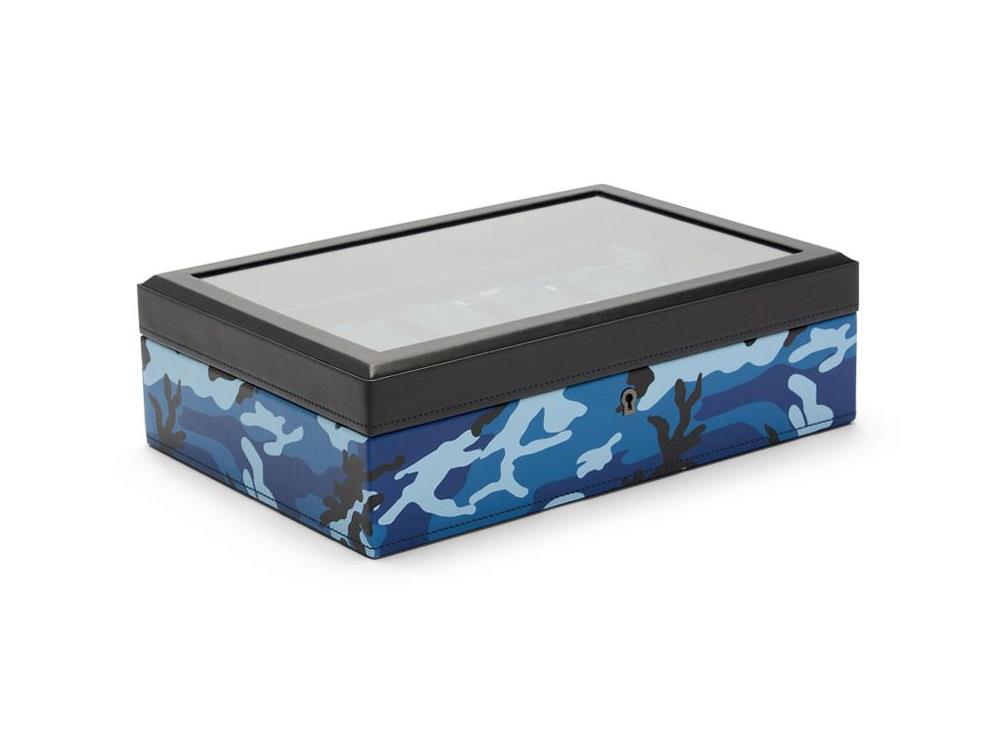 Boîte à montres WOLF Elements Water, 10 Montres, Bleu, Cuir Vegan, 665471