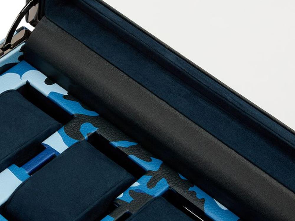 Boîte à montres WOLF Elements Water, 10 Montres, Bleu, Cuir Vegan, 665471