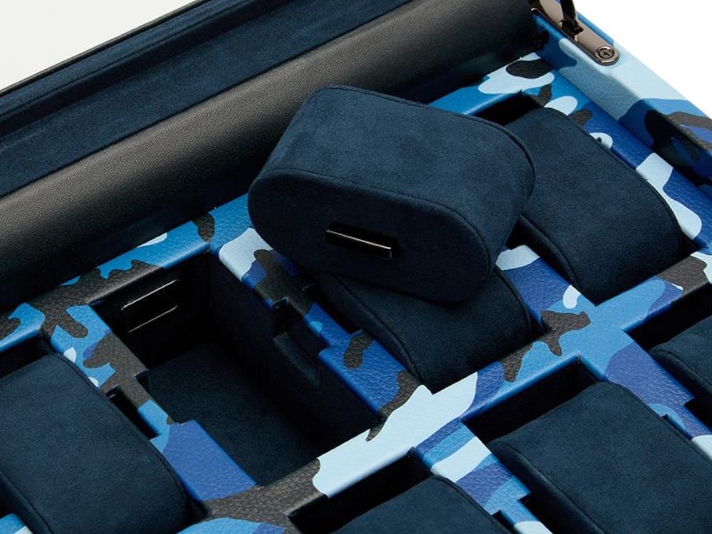 Boîte à montres WOLF Elements Water, 10 Montres, Bleu, Cuir Vegan, 665471