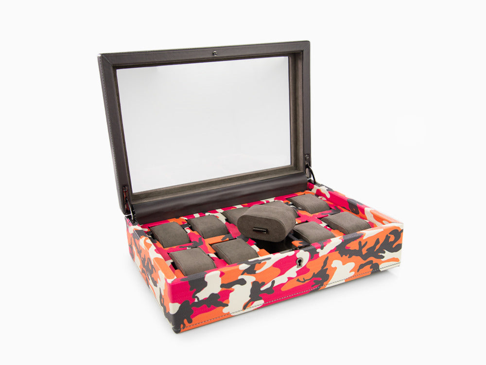 Boîte à montres WOLF Elements Fire, 10 Montres, Rouge, Cuir Vegan, 665472