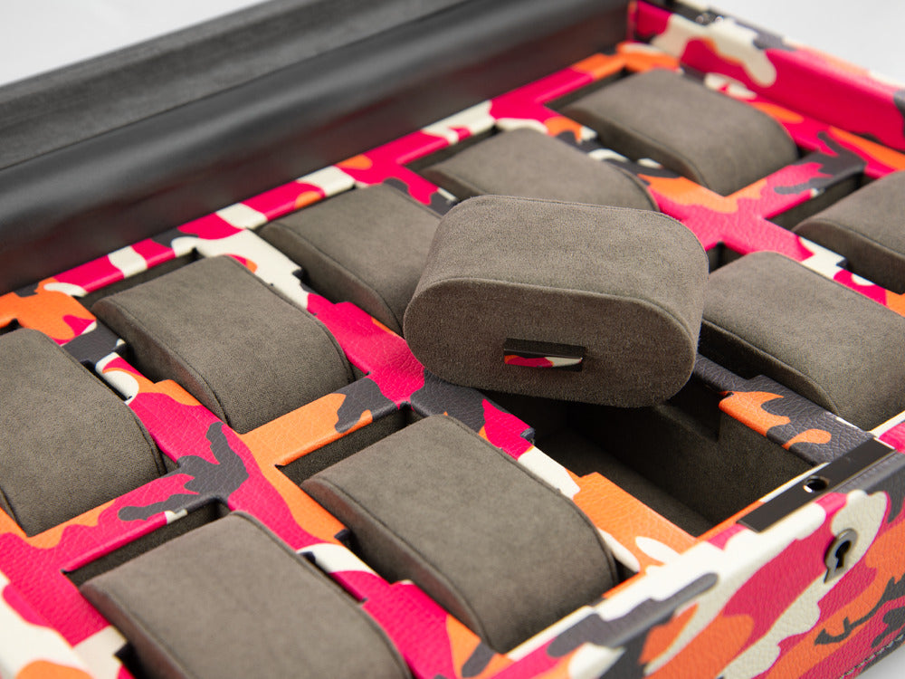 Boîte à montres WOLF Elements Fire, 10 Montres, Rouge, Cuir Vegan, 665472