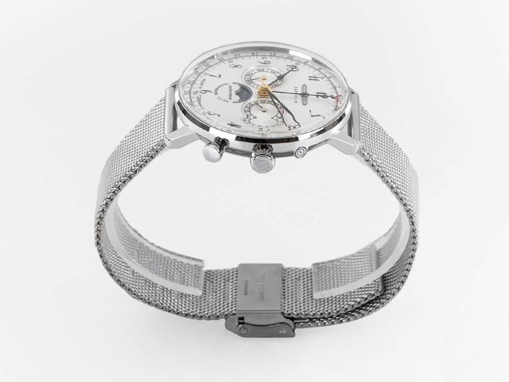 Montre à Quartz Zeppelin LZ 129 Hindenburg Moonphase, 40 mm, Argent, 7036M-1