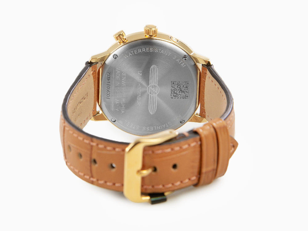 Montre à Quartz Zeppelin LZ 129 Hindenburg Moonphase Lady, PVD Or, 36 mm, 7039-1