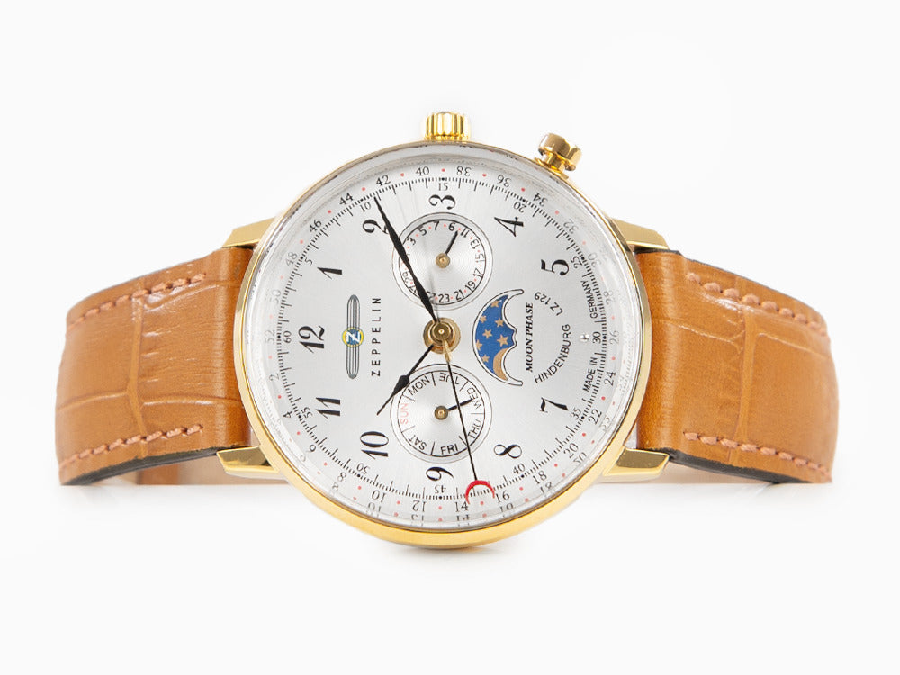 Montre à Quartz Zeppelin LZ 129 Hindenburg Moonphase Lady, PVD Or, 36 mm, 7039-1
