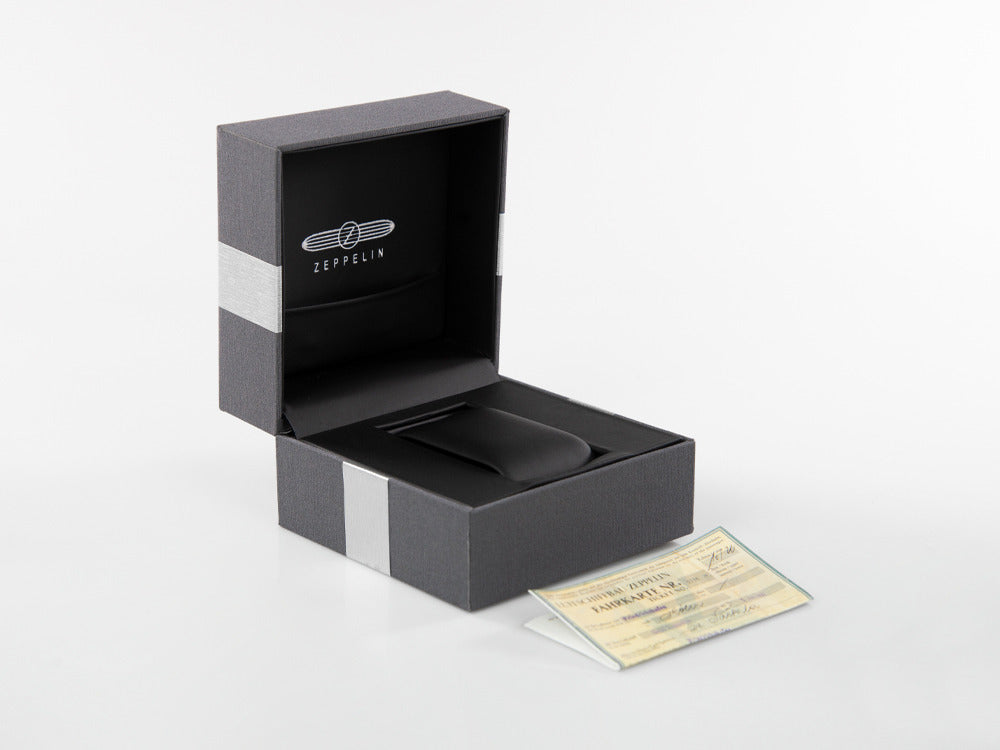 Montre à Quartz Zeppelin Eurofighter, Blanc, Jour, Bracelet en cuir, 7298-5