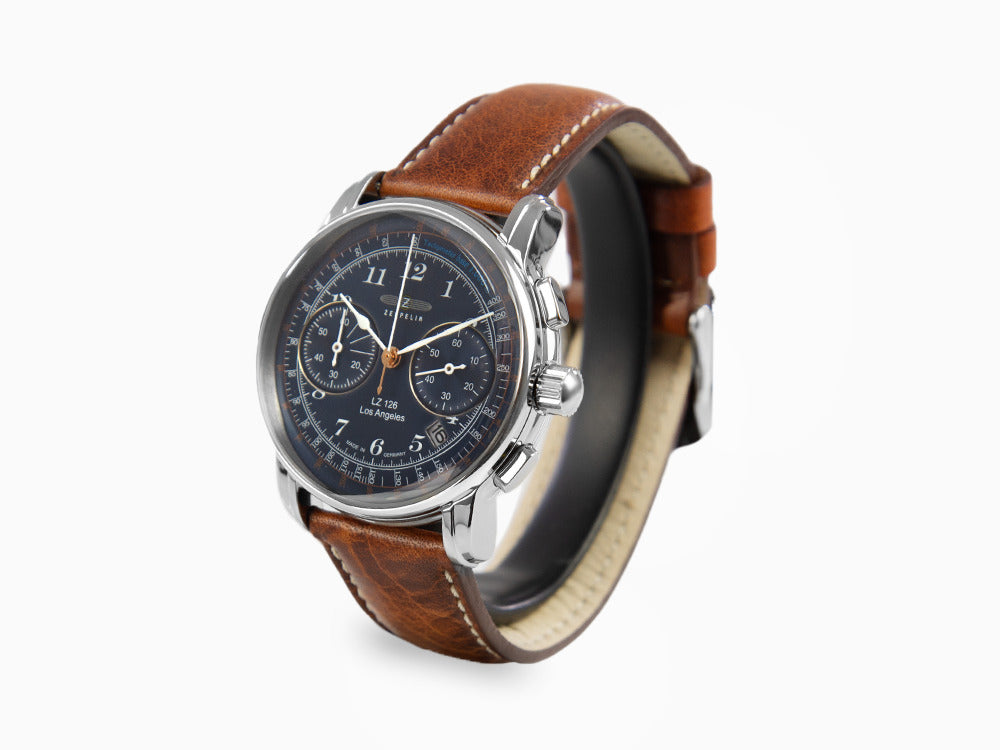 Montre à Quartz Zeppelin LZ126 Los Angeles, Bleu, 42 mm