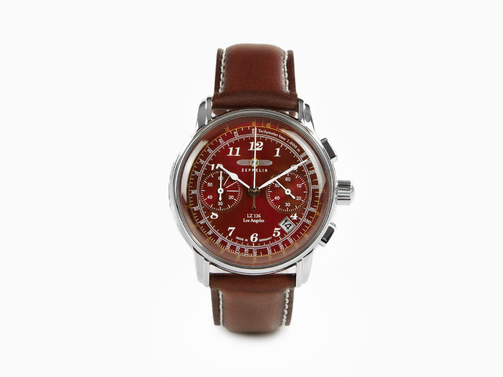 Montre à Quartz Zeppelin LZ126 Los Angeles, Rouge, 42 mm, 7614-6