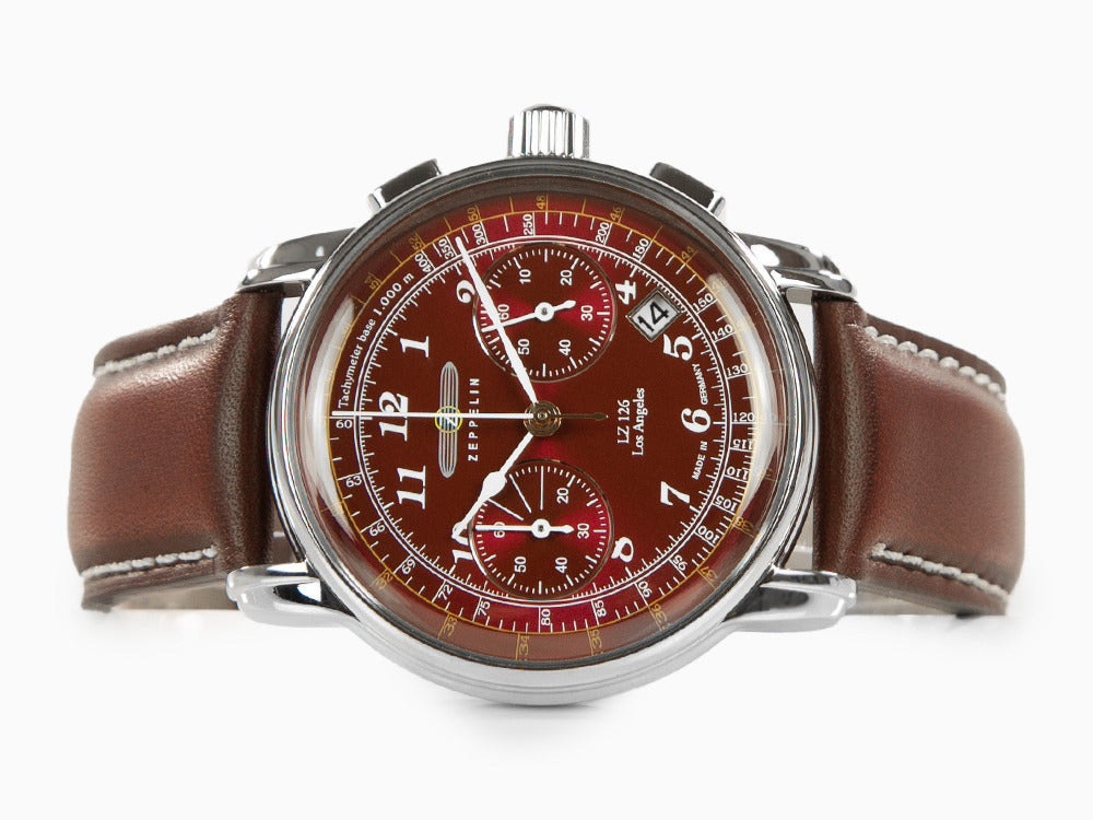 Montre à Quartz Zeppelin LZ126 Los Angeles, Rouge, 42 mm, 7614-6