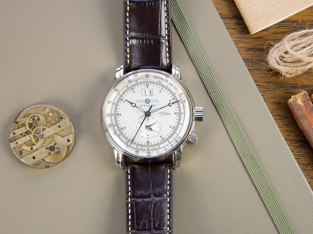 Montre à Quartz Zeppelin 100 Years Zeppelin Ed. 1, Argent, 42 mm, GMT, 7640-1