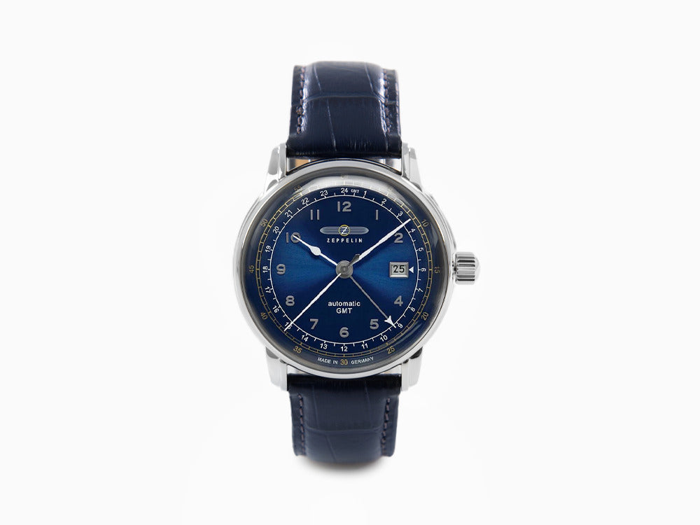 Montre Automatique Zeppelin LZ 129 Hindenburg, Bleu, 42 mm, GMT, 7668-3