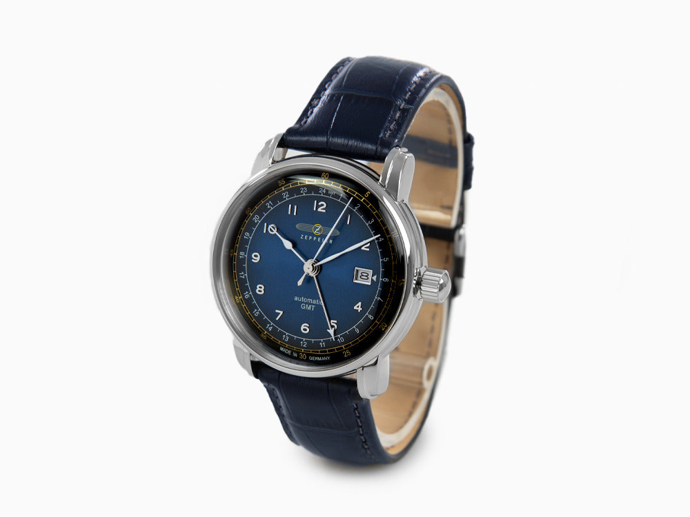 Montre Automatique Zeppelin LZ 129 Hindenburg, Bleu, 42 mm, GMT, 7668-3