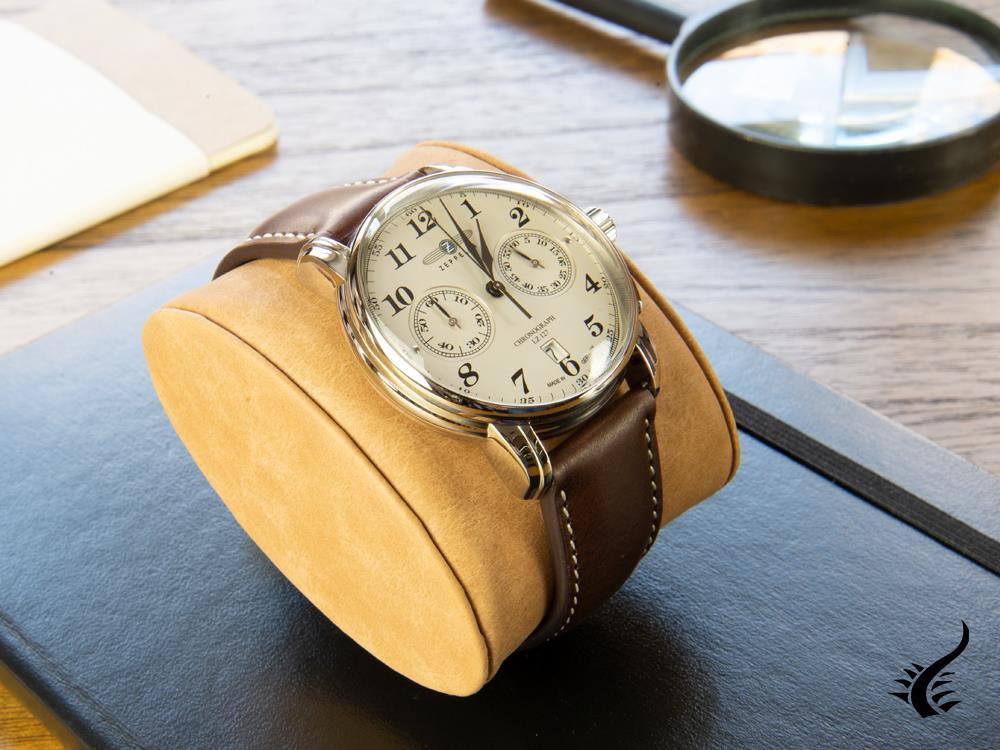 Montre à Quartz Zeppelin LZ 127 Graf Zeppelin, Beige, 42mm, Chronographe, 7678-5