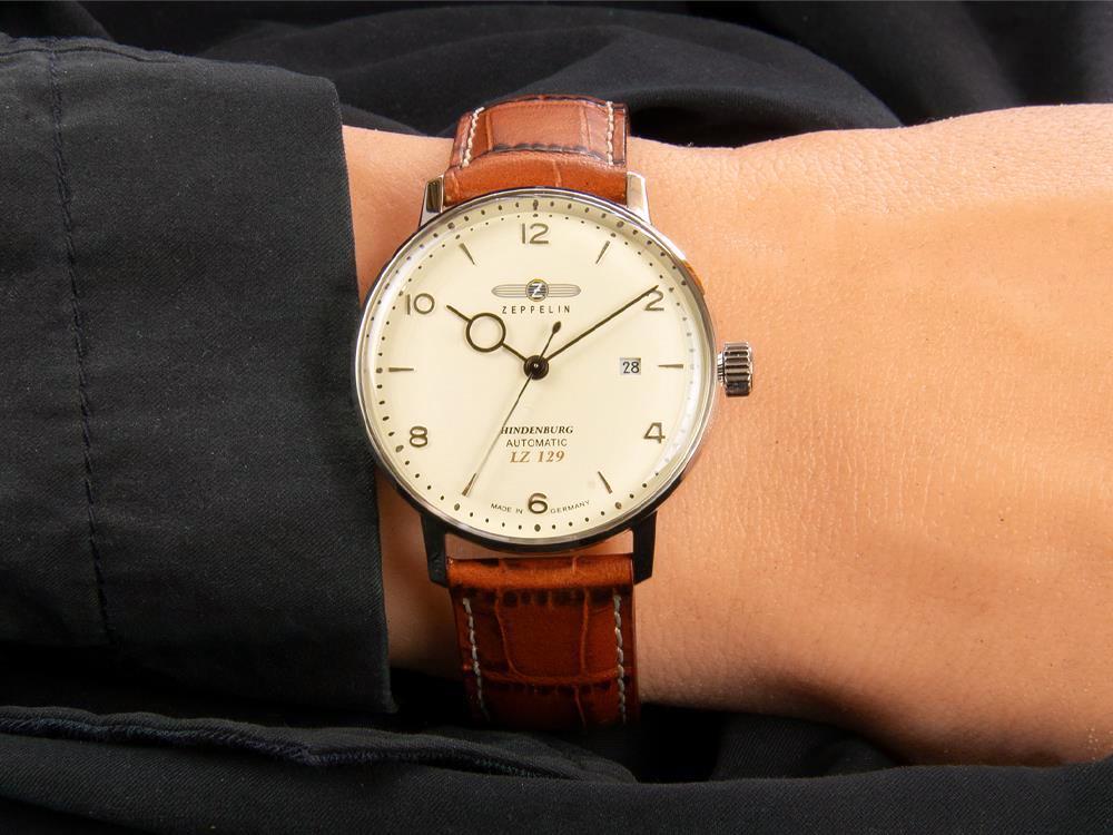 Montre Automatique Zeppelin LZ 129 Hindenburg, Beige, 40 mm, Jour, Cuir, 8062-5