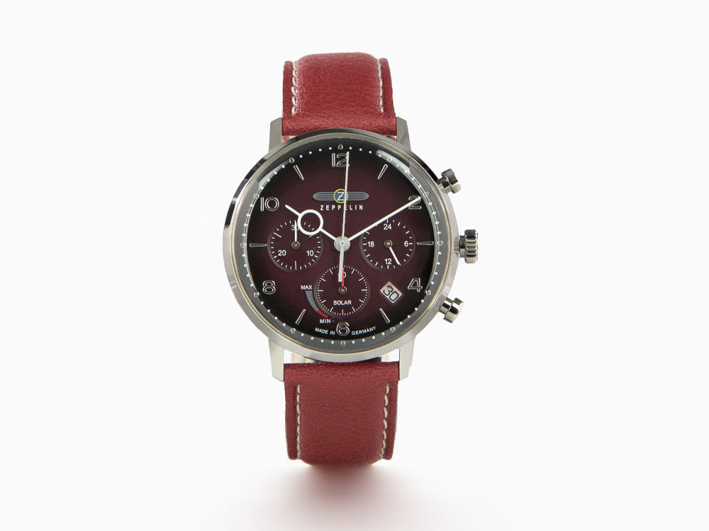 Montre à Quartz Zeppelin LZ 129 Hindenburg, Rouge, 41 mm, Jour, Cuir, 8086-2n