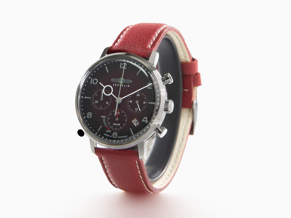 Montre à Quartz Zeppelin LZ 129 Hindenburg, Rouge, 41 mm, Jour, Cuir, 8086-2n