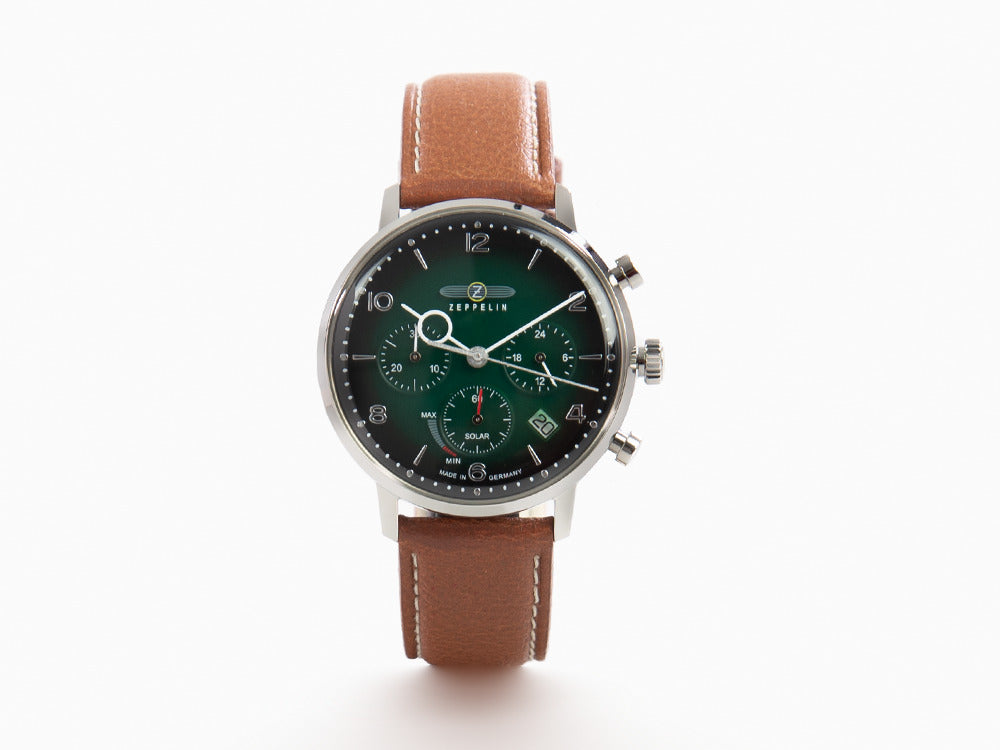 Montre à Quartz Zeppelin LZ 129 Hindenburg, Vert, 41 mm, Jour, Cuir, 8086-4n