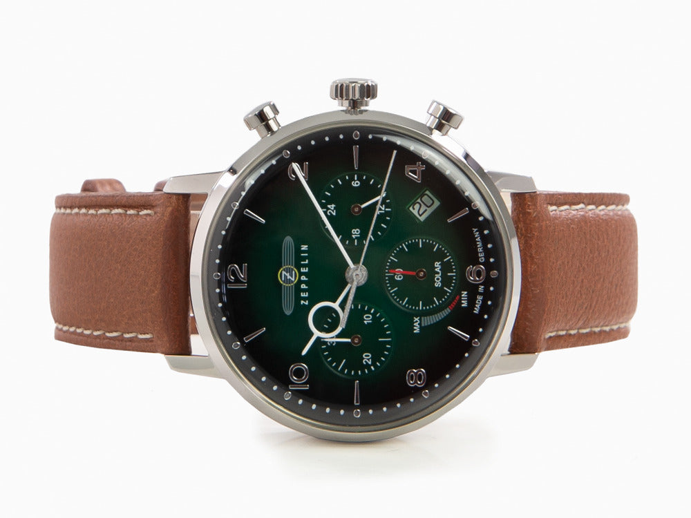 Montre à Quartz Zeppelin LZ 129 Hindenburg, Vert, 41 mm, Jour, Cuir, 8086-4n