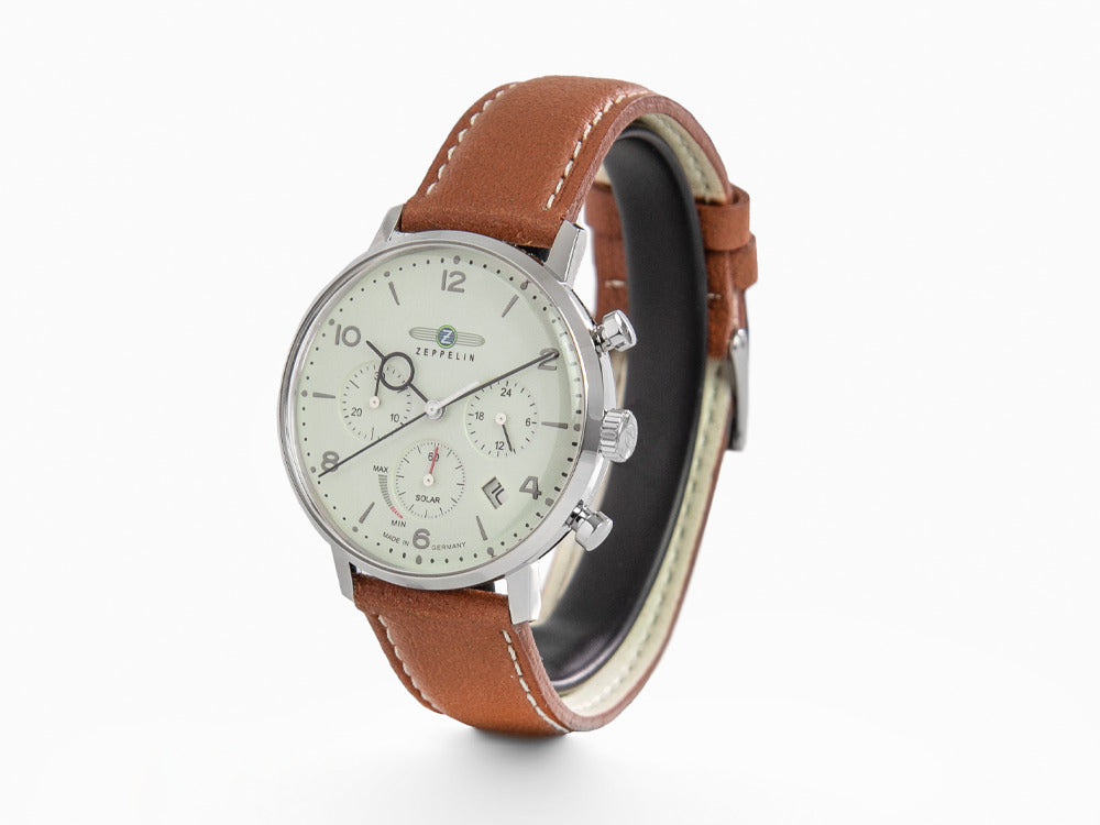 Montre à Quartz Zeppelin LZ 129 Hindenburg, Beige, 41 mm, Jour, Cuir, 8086-5n