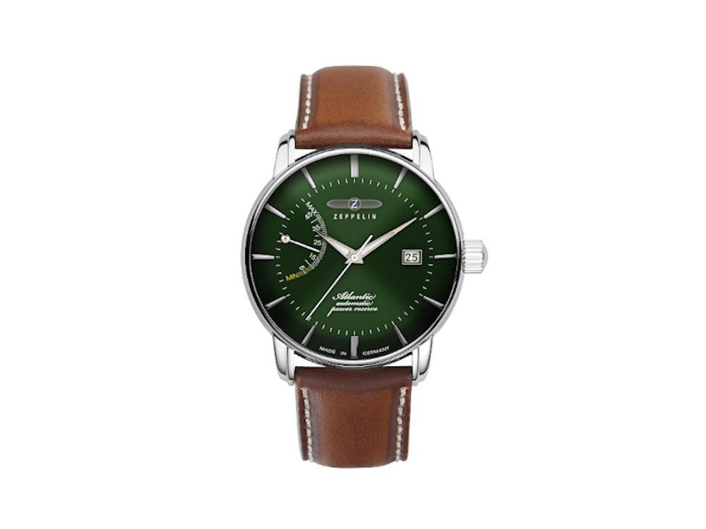 Montre Automatique Zeppelin Atlantic, Vert, 41 mm, Bracelet en cuir, 8462-4