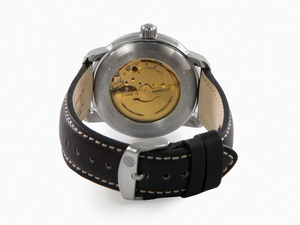 Montre Automatique Zeppelin Atlantic, Noir, 41 mm, Jour et Date, Cuir, 8466-2