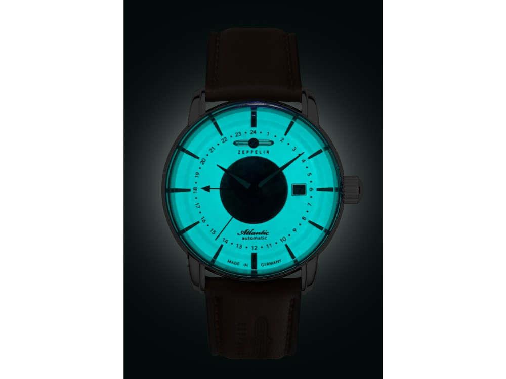 Montre Automatique Zeppelin Atlantic GMT, Beige, 42 mm, Jour, 8468-5