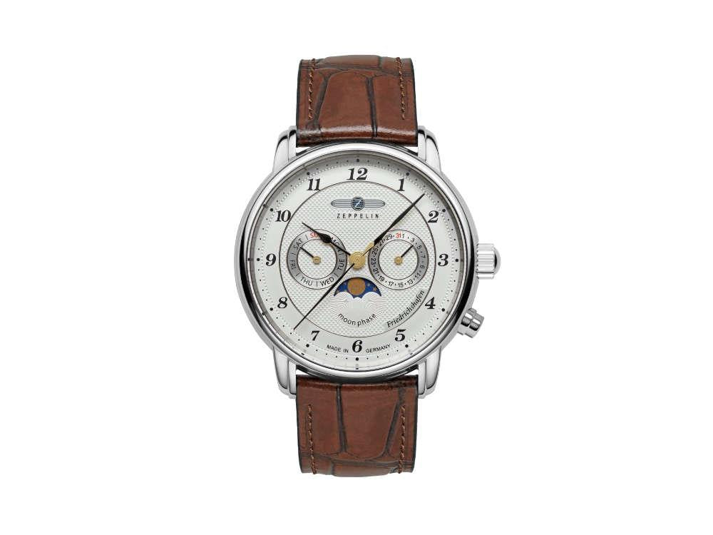 Montre à Quartz Zeppelin Friedrichshafen Moon Phase, Blanc, 40 mm, 8536-1