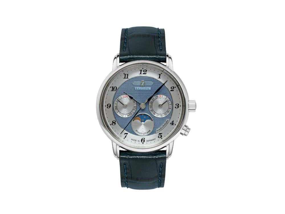 Montre à Quartz Zeppelin Friedrichshafen Moon Phase, Bleu, 36 mm, 8537-3