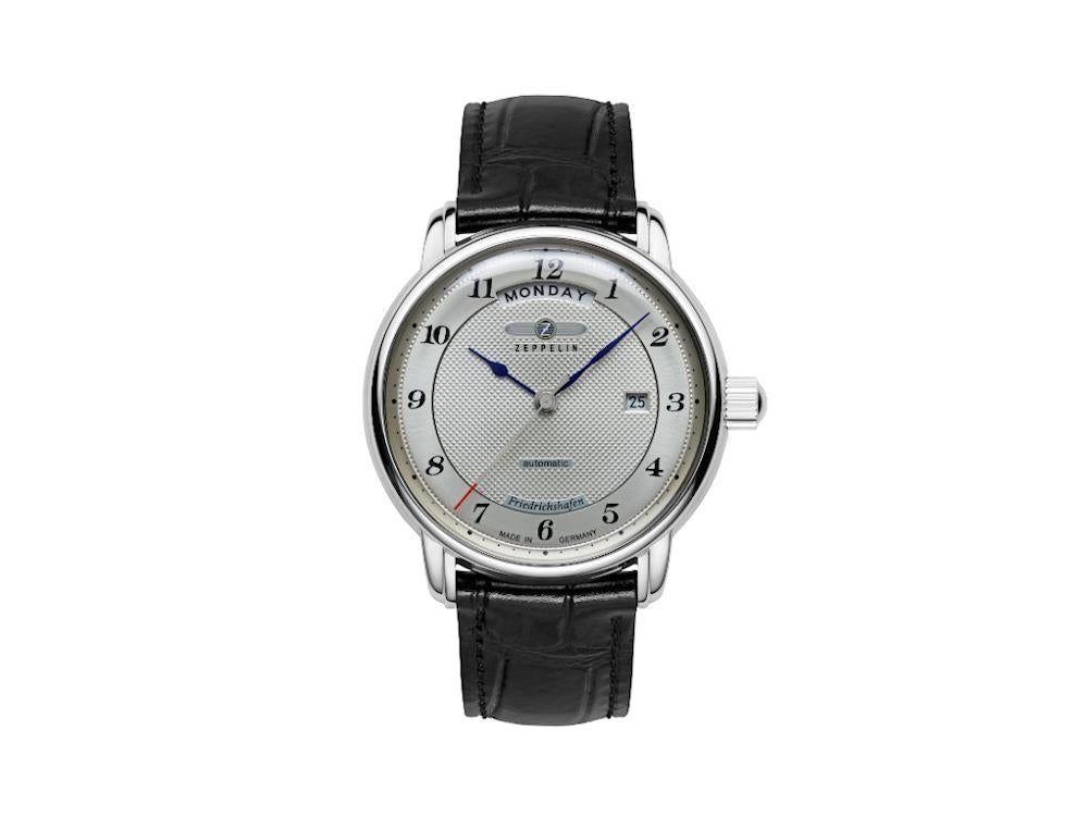 Montre Automatique Zeppelin Friedrichshafen, Argent/Blanc, 40 mm, Jour, 8562-4