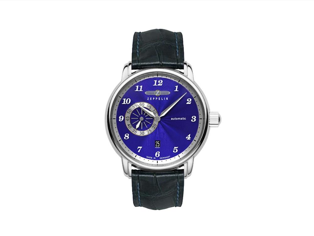 Montre Automatique Zeppelin Captain Line, Bleu, 42 mm, Bracelet en cuir, 8604-3