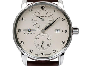 Montre Automatique Zeppelin Captain Line, Blanc, 43 mm, Bracelet en cuir, 8622-5