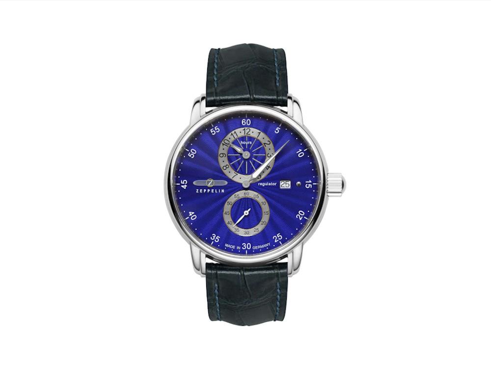 Montre Automatique Zeppelin Captain Line, Bleu, 42 mm, Bracelet en cuir, 8626-3