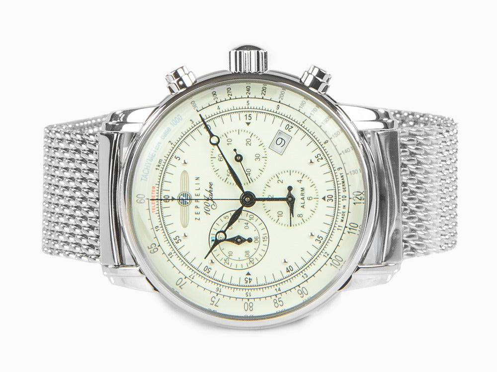 Montre Zeppelin 100 Years Zeppelin Ed. 1, Beige, 42 mm, Jour, Maille, 8680M-3