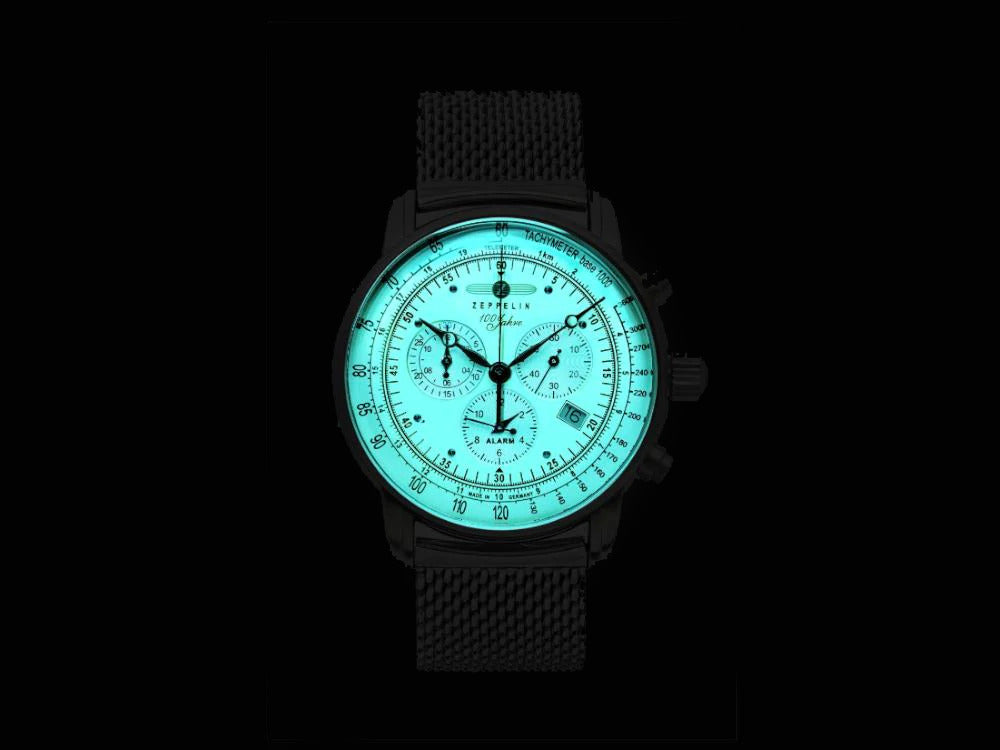 Montre Zeppelin 100 Years Zeppelin Ed. 1, Beige, 42 mm, Jour, Maille, 8680M-3