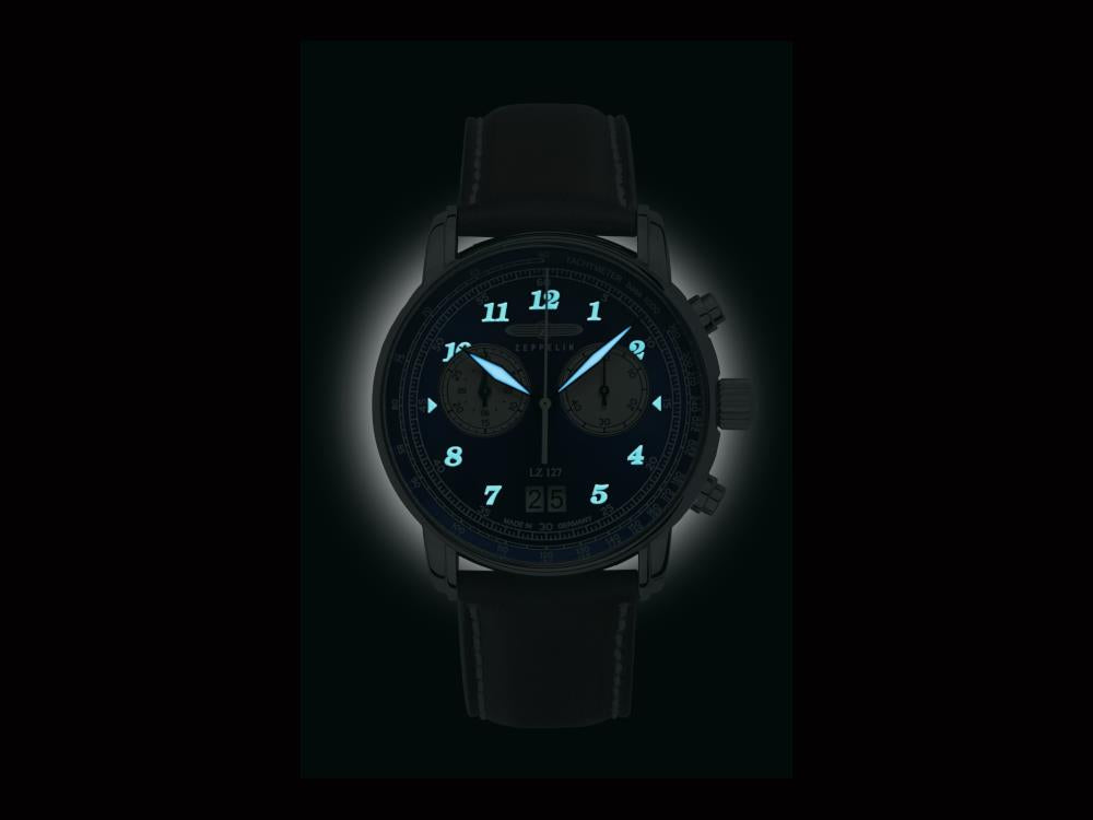 Montre à Quartz Zeppelin LZ 127 Graf Zeppelin, Bleu, 40 mm, Jour, 8684-3