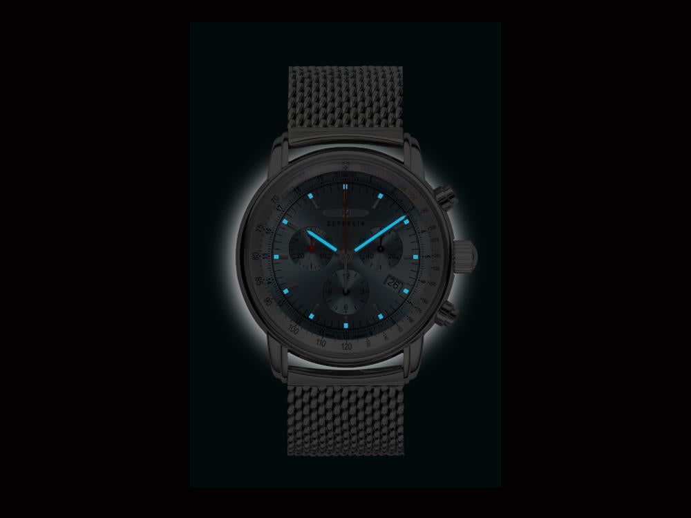 Montre à Quartz Zeppelin LZ14 Marine, Bleu, 42 mm, 8886M-3