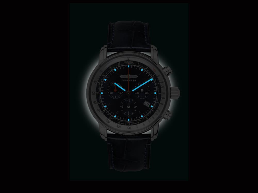 Montre à Quartz Zeppelin LZ14 Marine, Bleu, 42 mm, 8888-3