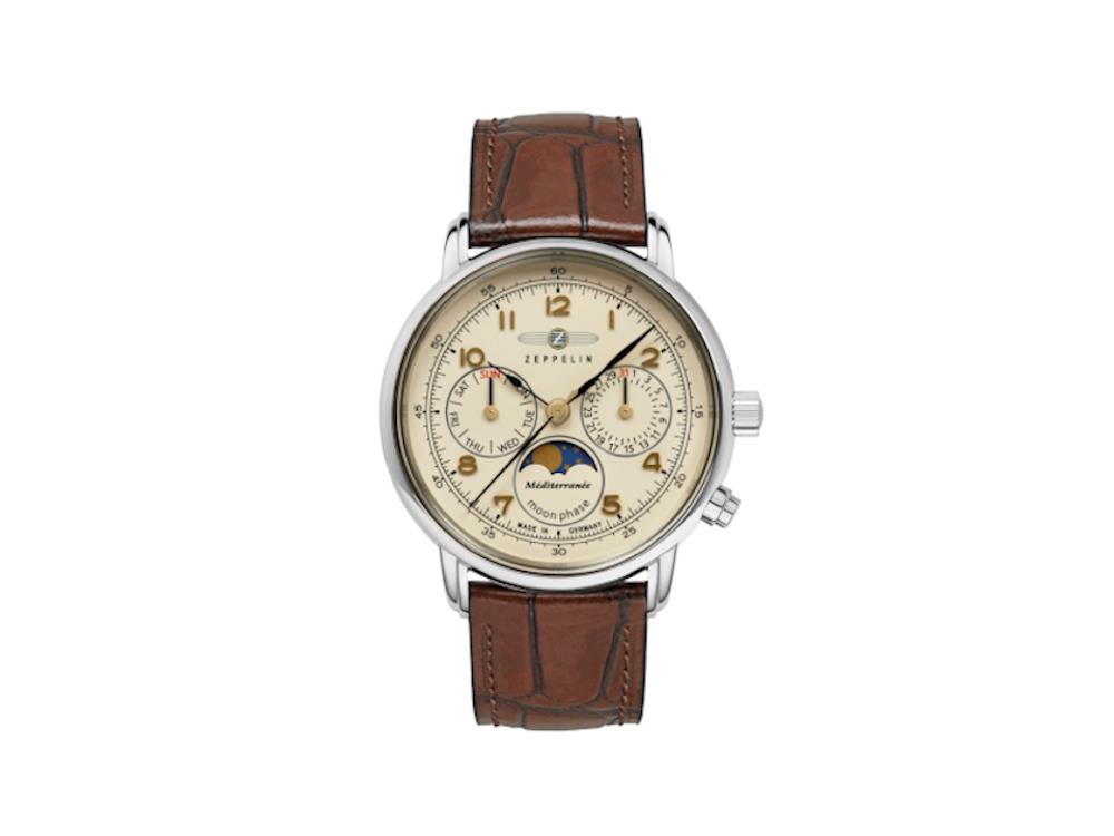 Montre à Quartz Zeppelin Méditerranée, Beige, 36 mm, Jour et Date, 9637-5