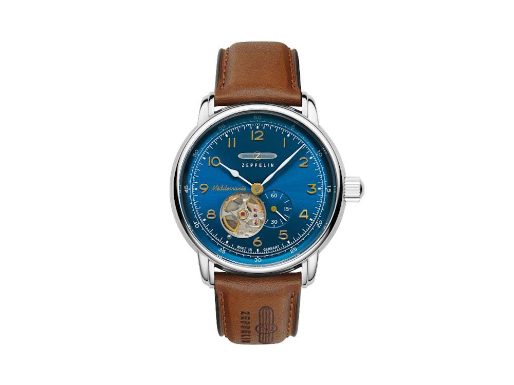 Montre Automatique Zeppelin Méditerranée Open Heart, Bleu, 40 mm, 9666-3